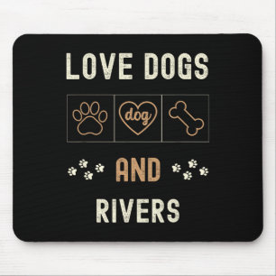 Love Dogs Walking Boats Rivers Mannen Dames Honden Muismat