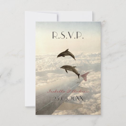 Love Dolphins - bruiloft RSVP Kaartje (Voorkant)