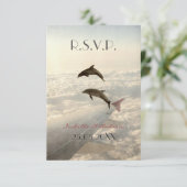 Love Dolphins - bruiloft RSVP Kaartje (Staand voorkant)