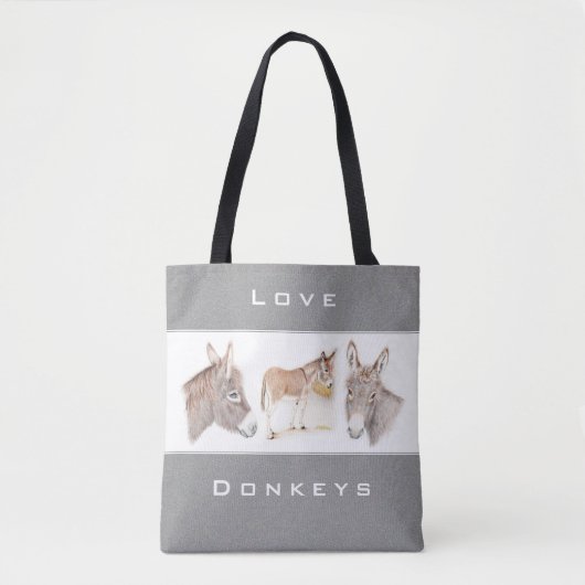 Love Donkeys Grey Canvas tas (Voorkant)