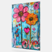 *~* LOVE Doodle – Colorful Whimsical Flower Art  Acryl Bord (Hoek)
