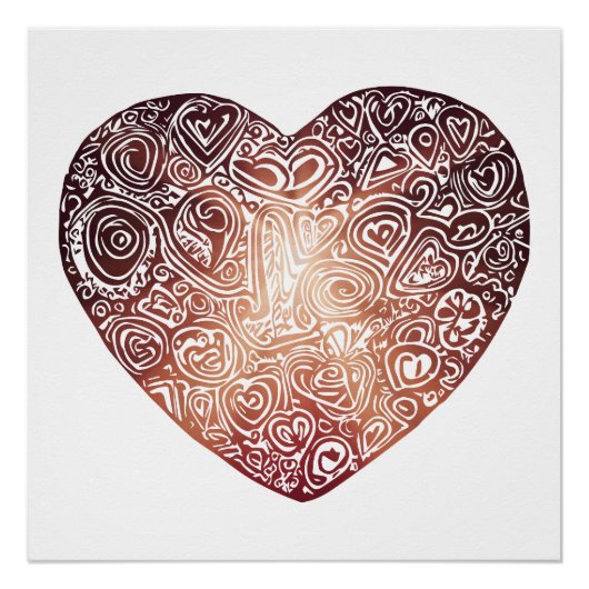 Love Doodle Heart Abstracte Art Perfect Poster (Voorkant)