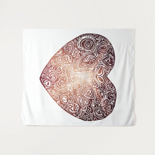 Love Doodle Heart Abstracte Art Wandkleed (Voorkant (horizontaal))