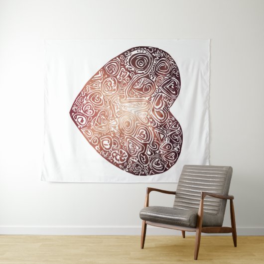 Love Doodle Heart Abstracte Art Wandkleed (In Situ (horizontaal))