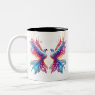 Love Dove Birds Tweekleurige Koffiemok