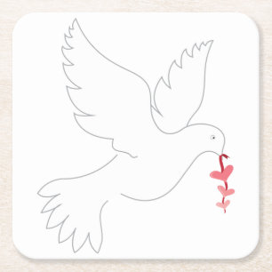 Love Dove Vierkante Kartonnen Onderzetter