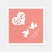 Love Doves - Coral Pink Servetten (Voorkant)