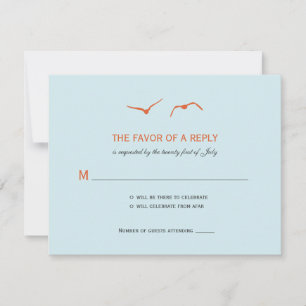 Love Doves Wedding RSVP Cards - Sky Blue