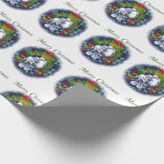Love Doves white Kerstversion Wrapping Paper Cadeaupapier (Hoek)