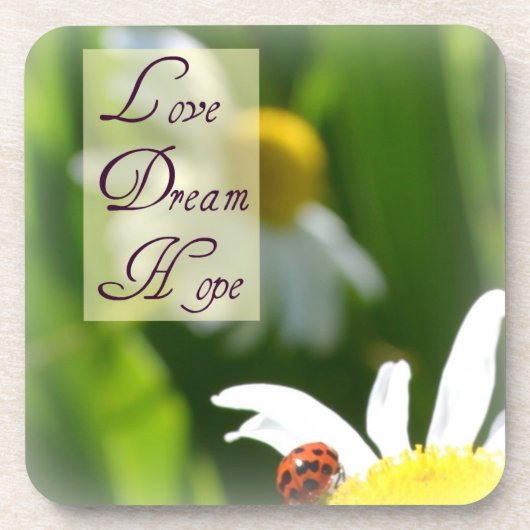 Love, Dream, Hope Ladybug Onderzetter Set (Voorkant)