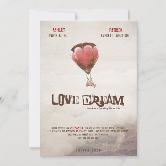 Love Dream Wedding Invite Kaart (Voorkant)