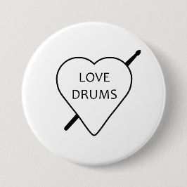 Love Drums Badge Ronde Button 7,6 Cm