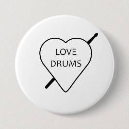 Love Drums Badge Ronde Button 7,6 Cm