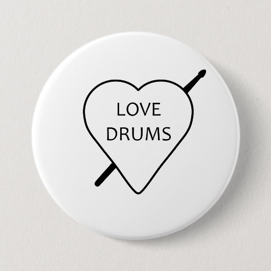 Love Drums Badge Ronde Button 7,6 Cm (Voorkant)