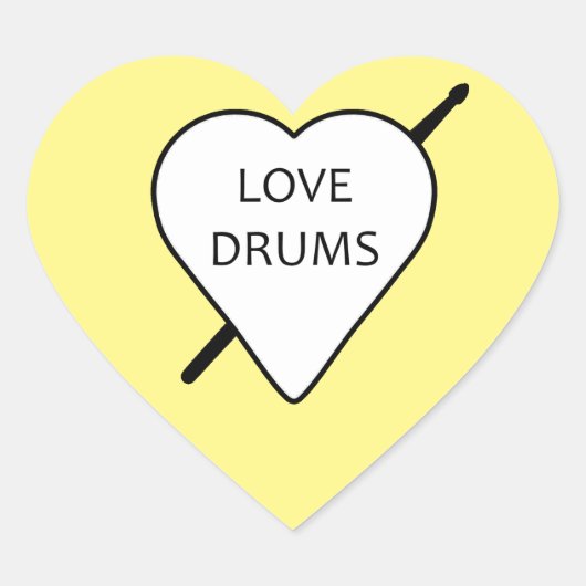 Love Drums Heart Stickers (verpakking van 20) (Voorkant)