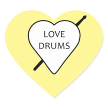 Love Drums Heart Stickers (verpakking van 20)