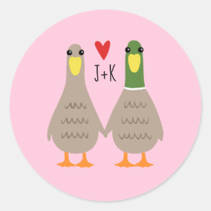 Love Ducks Custom Initialen Valentijn Stickers