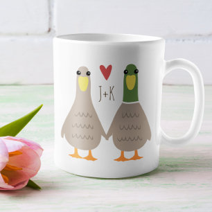 Love Ducks Custom Initialen Valentijnsdag Koffiemok