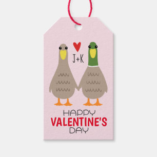 Love Ducks Happy Valentijnsdag Schattige Custom Cadeaulabel