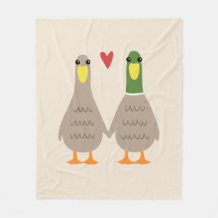 Love Ducks   Schattige eendenpaar Fleece Deken