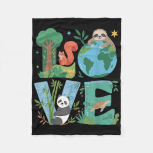 Love Earth Day Planet 2025 Jubileum Milieu Fleece Deken