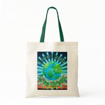 Love Earth Live Green Canvas tas - Green Earth Day