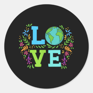 Love Earth Save the Planet  Floral Earth Da Ronde Sticker