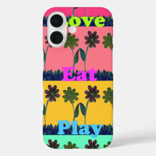 Love Eat Play Art Print iPhone 16 Hoesje