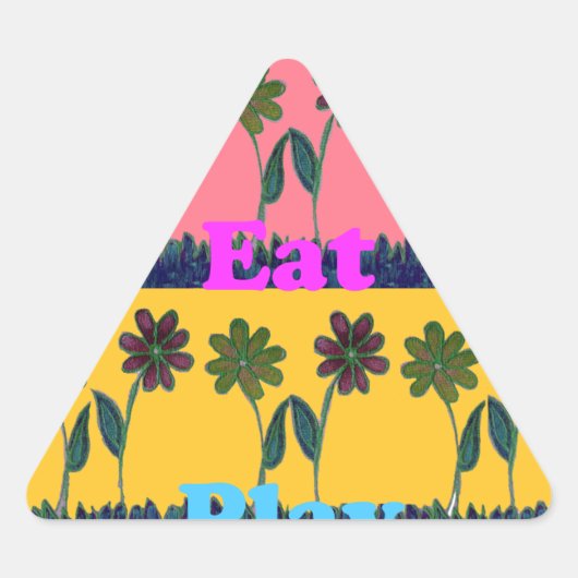 Love Eat Play Art Print Driehoek Sticker (Voorkant)