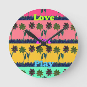 Love Eat Play Art Print Ronde Klok