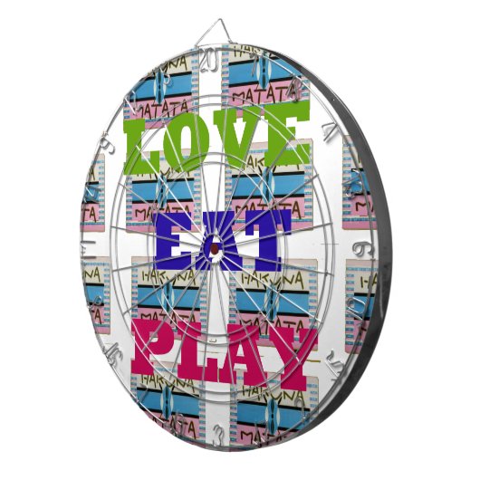 Love Eat Play Hakuna Matata Kunstdruk Dartbord (Voorkant Rechts)