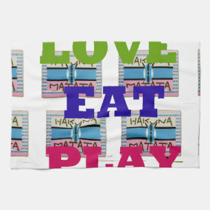 Love Eat Play Hakuna Matata Kunstdruk Theedoek