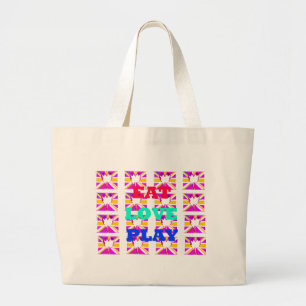 Love Eat Play Heart Hakuna Matata kleuren.png Grote Tote Bag
