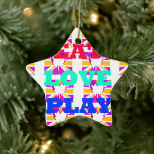 Love Eat Play Heart Hakuna Matata kleuren.png Keramisch Ornament