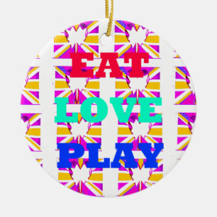 Love Eat Play Heart Hakuna Matata kleuren.png Keramisch Ornament