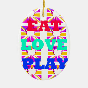 Love Eat Play Heart Hakuna Matata kleuren.png Keramisch Ornament