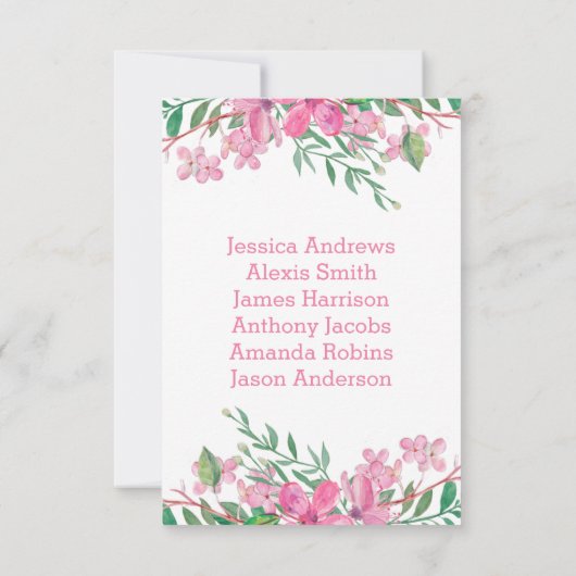 Love éclot rose Numéro de table Plan de table (Dos)