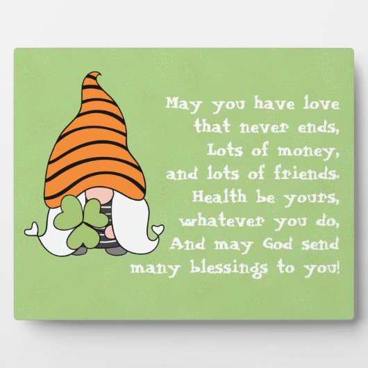 Love Einds Gnome Irish Blessenop Fotoplaat (Voorkant)