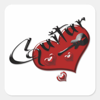 Love Electric Guitar Heart Vierkante Sticker