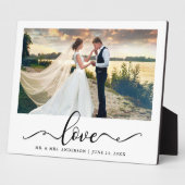Love Elegant Black Script Weduwfoto Fotoplaat (Zijkant)