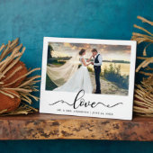 Love Elegant Black Script Weduwfoto Fotoplaat (Zijkant)