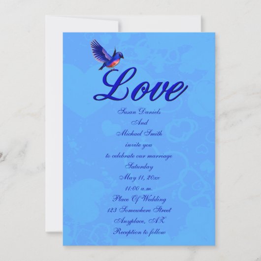 Love Elegant Bluebird Wedding  Kaart (Voorkant)