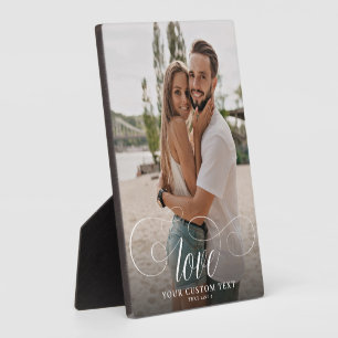 LOVE Elegant Calligraphy Couple Photo Wedding Fotoplaat