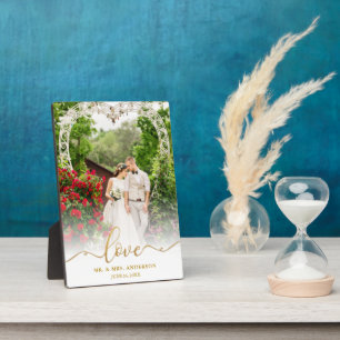 Love Elegant Gold Script Mr. & Mrs Wedding Foto Fotoplaat