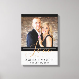 Love Elegant Script Bride Groom Wedding Keepslag Canvas Afdruk