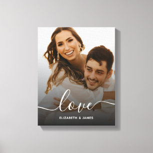 Love Elegant Script Verloving Photo Canvas Afdruk