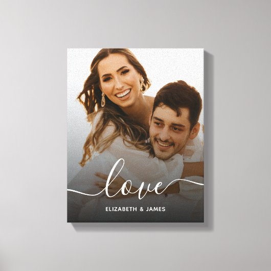 Love Elegant Script Verloving Photo Canvas Afdruk (Voorkant)