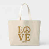 LOVE Embroidered Look Custom Name Grote Tote Bag (Achterkant)