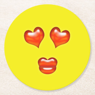 Love Emoji Ronde Kartonnen Onderzetter