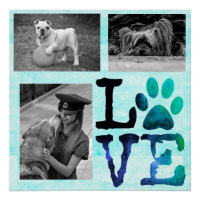 LOVE, Empreinte de patte Personnalisé Chien Poster